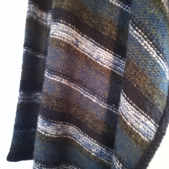 Kensie Cardigan Sweater Oversized Rib-Knit Collar Striped Drapey Open Front - Picture 6 of 13